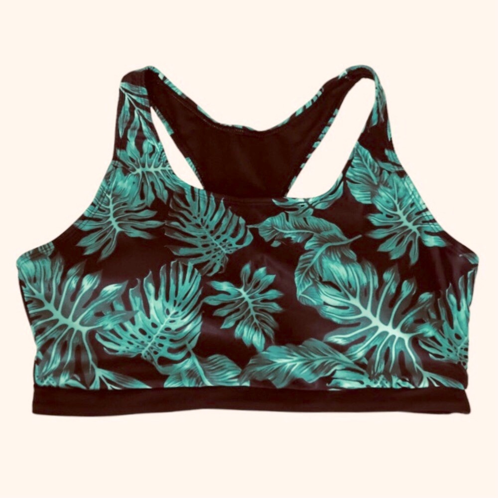 Monstera Leaf Print Bra Top size L